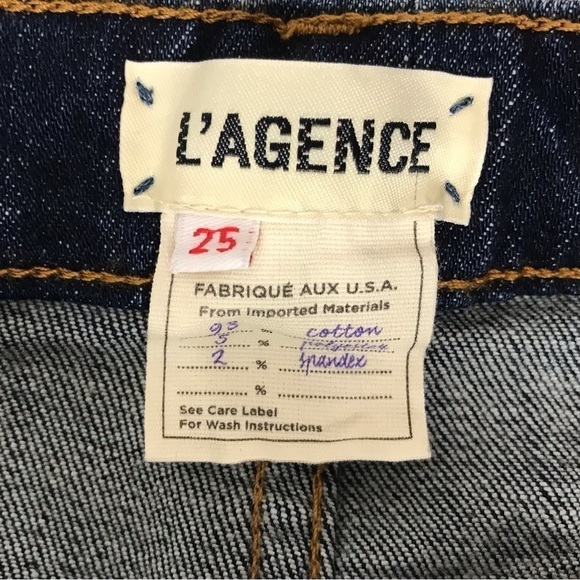 New! L'AGENCE Distressed High Line Jean Skinny Classic Dark Raw Hem Jeans - Picture 8 of 9